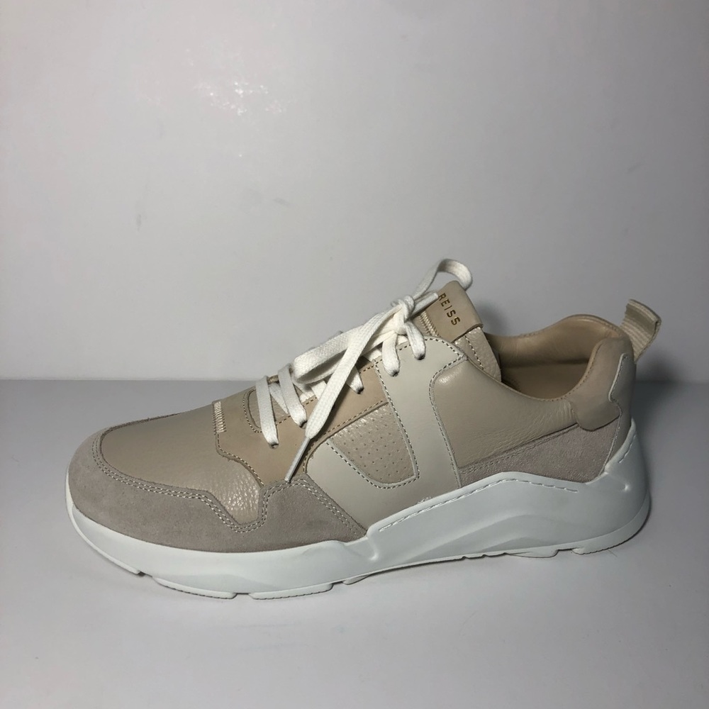 Women’s Reiss 9 Shelton Leather Trainers Runners Chucky Sneaker Shoe White Beige